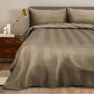 Egyptian Cotton With Beautiful Jaquard Stripes 350 TC King Size Double Bedsheet - 270 X 270 CM with 2 Pillow Covers - 3 Pcs Set