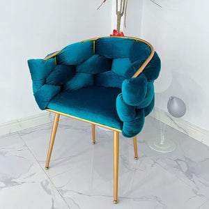 Knitting Backrest Chair with Golden Metal Legs