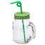 Baverage Glass Jar With Colouful Cap And Straw Holes . 470 ML (Set Of One)