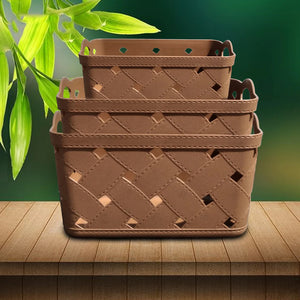 Water Proof Storage Basket. Brown, Set of 3