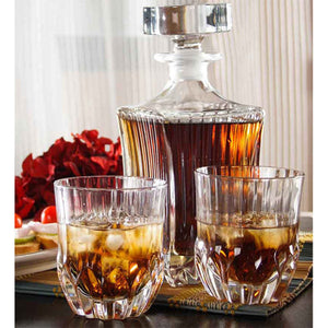 RCR(Made In Italy) Adagio Crystal Whisky Decanter 850 ML with 6 Glasses(7 PC Set)