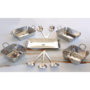 Stainless Steel 10 Pcs Rectangle Shape Serving Set, Serveware Tableware, Dinnerware for Home and Restaurants