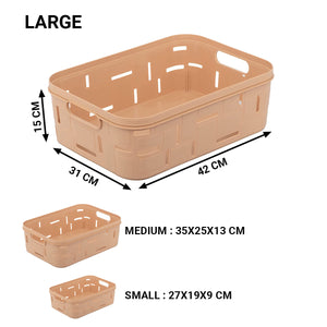 Premium Quality Plastic Storage Basket Set of 3 with Lid for Home/Office Use