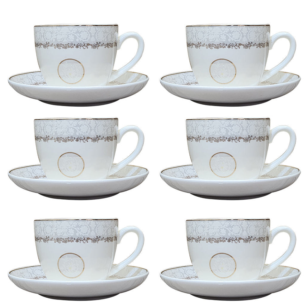Fine Bone China Gold Plated Cup & Saucer Set of 6