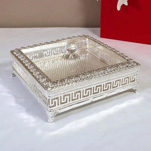 Multipurpose German Silver Storage Box WIth Lid (Square)