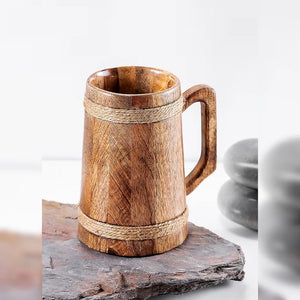 Wooden Beer Mugs, 100% Authentic and HANDWADE 530 ML Set of 2