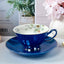 Fine English Bone China inner printed Cup and Saucer Blue (Set of 6)