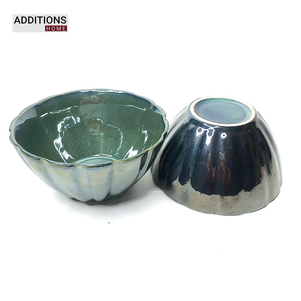 Metallic Green Stone Serving Bowls (Set of 4)