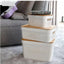 Plastic Storage Basket Set of 3 with Wooden Lid  for Home/Office Use.
