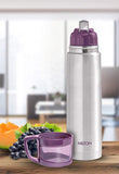 Thermosteel 24 Hours Hot and Cold Water Bottle with Drinking Cup Lid, 1 Litre, Purple