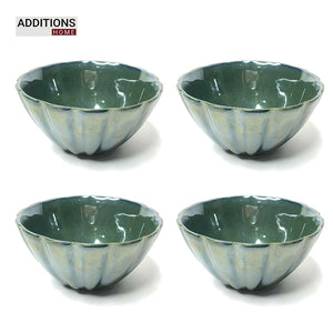Metallic Green Stone Serving Bowls (Set of 4)