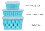 Plastic Storage Basket Set of 3 with Lid  for Home/Office Use.