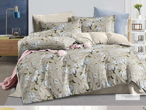 Spread Spain 220 TC Micro Fiber Super King Size Beautiful Prints Bedsheet - 108" X 108" and Duvet Cover - 90" X 108" with 2 Pillow Covers (18inch x27inch) - 4 Pcs Set